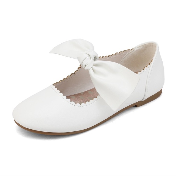 Angie Shoes Girl White Flat Shoes With Bow Poshmark